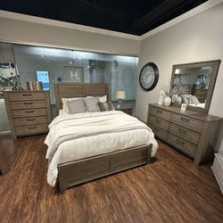 Amazing Deal! 4 PCs Bedroom Set, Queen bed, Dresser, Nightstand and Mirror SKU#1498