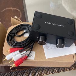 4-Port Bi-Directional RCA Audio Switcher, 4-Way Stereo L/R Sound Channel 2 in 4 Out or 4 in 2 Out, L/R Sound Channel Audio Switch Splitter RCA Stereo 