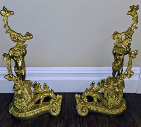A Pair of Antique Bronze Chenets 