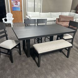 New Black Dining Kitchen Table Set