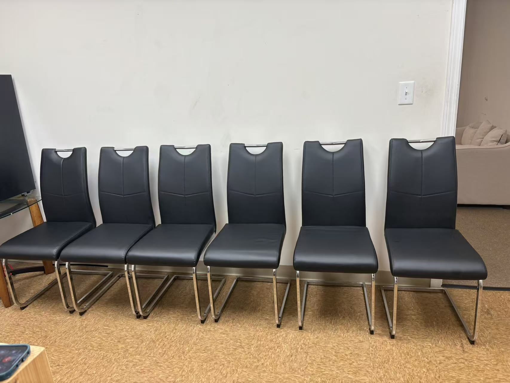 Dining Chairs, Side Dining Room Chairs Set of 6, Modern Faux Leather Kitchen Chairs with High Black, Chairs for Dining Room Kitchen Living Room (6, Si