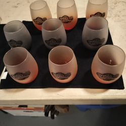 Nine Stemless Harley Davidson Wine Glasses