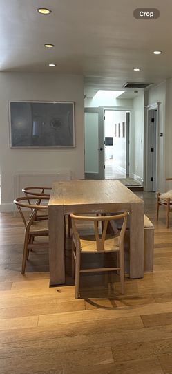 West Elm Dining Table And 6 Wishbone Dining Chairs