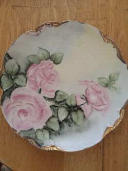 Hand painted rose plate