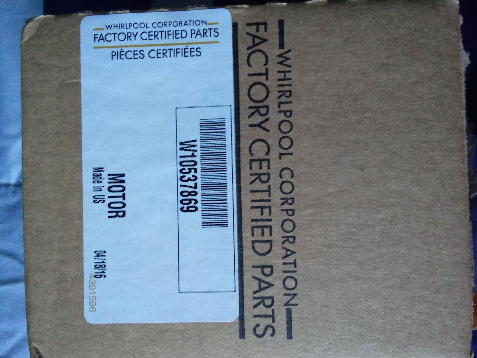 whirlpool dishwasher motor W10537869