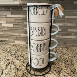 Rae Dunn CINDERELLA BIBBIDI BOBBIDI BOO Stackable Mugs Set Of 4 