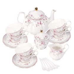 NIB: Floral Porcelain Tea Set