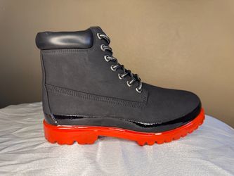 Size 9 Black Lace-Up Boot with Red Lug Sole