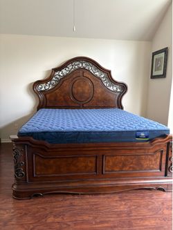 King Size Mattress + Premium Wood Frame + Slats+ Box  Spring + (All included)