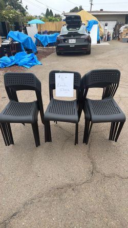 Stackable chairs.  Ikea $5 each