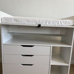 White Changing Table With Drawers/storage