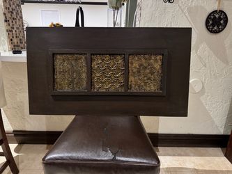 Dark Wood Wall Art with Gold Embossed Panels