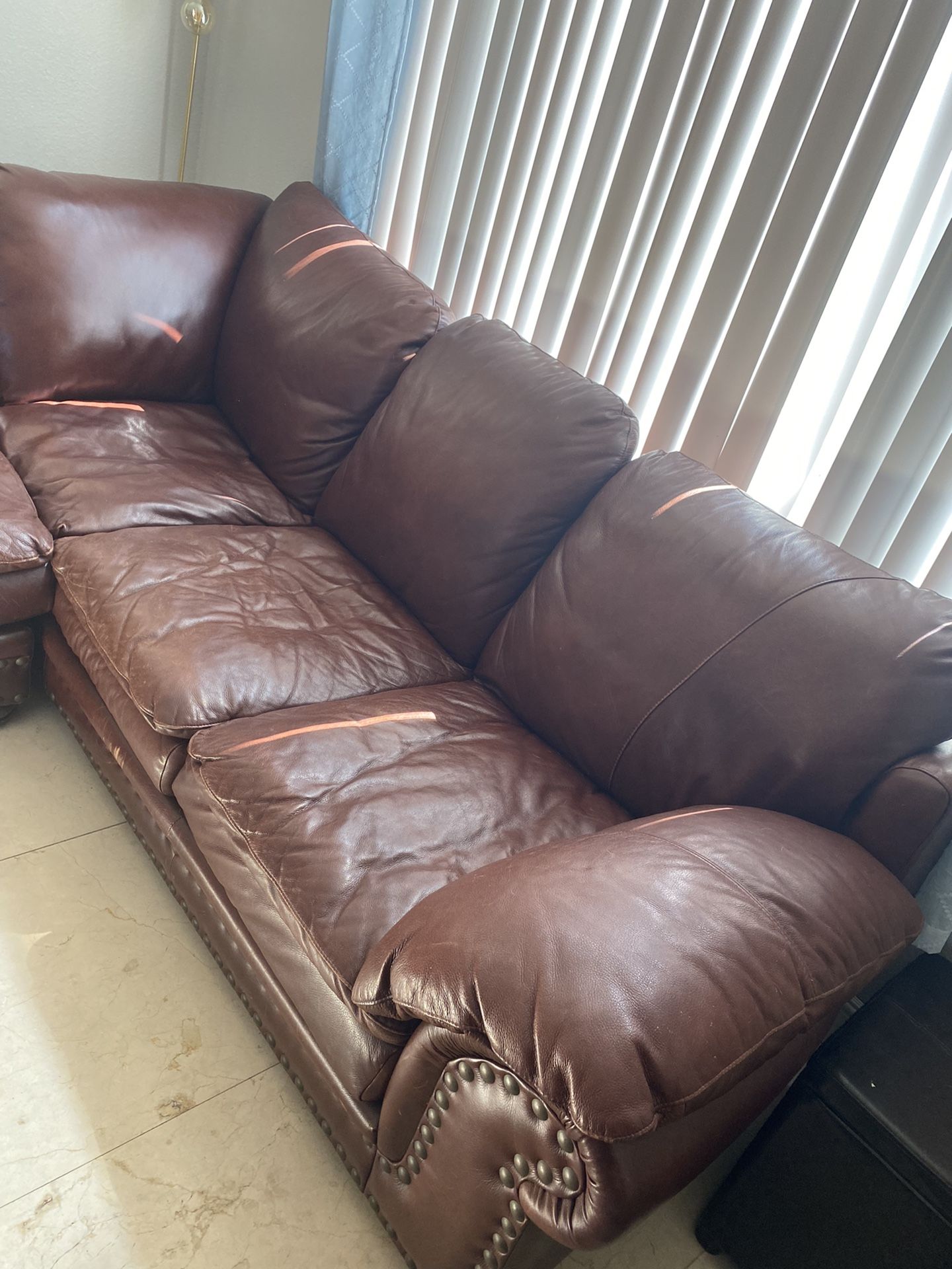 Brown Leather Chaise Sofa for Sale in San Diego, CA OfferUp
