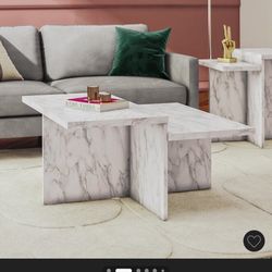 Two Tiered Faux Marble Coffee Table