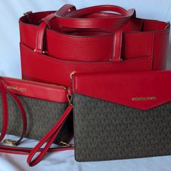 Michael Kors Tote Purse + Matching Clutch & Cross Body- Great Condition