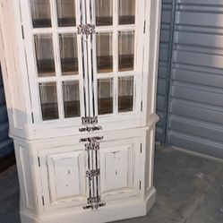 Solid Wood Curio Cabinet Two Piece.