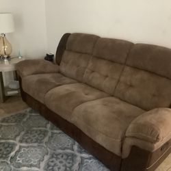 Complete Living Room, Set Reclining Couch, And Loveseat, Tables And Lamps
