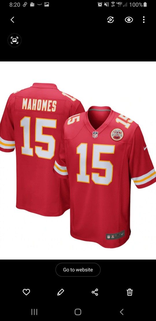 New! Men's Kansas City Chiefs Patrick Mahomes Red Game Jersey XL