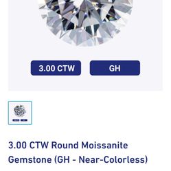 Moissanite Labs Round 3ct GH 