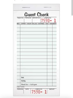 Guest checks (40 Of Then) 
