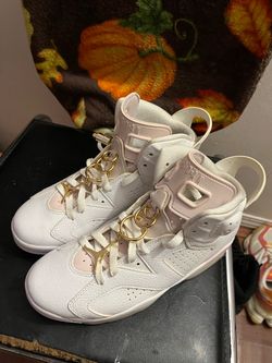 Air Jordan 6 White Pink Gold High-Top Sneakers