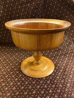 Vintage wood footed pedestal bowl