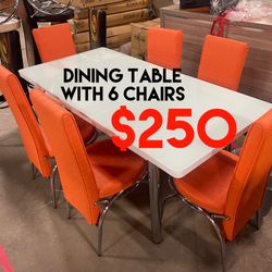 New Dining Table With 6 Chairs - Delivery Available 