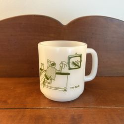Vintage Milk Glass The Barfly Mug - some minor roughness on brim 