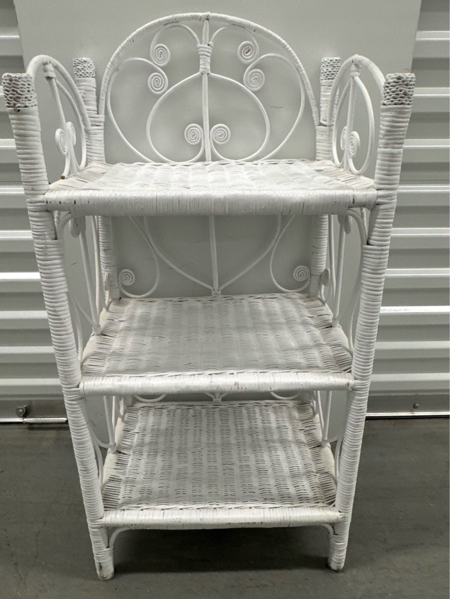 Used White Wicker Shelf
