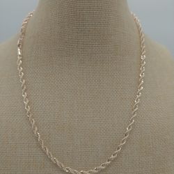 18k Italian Real Gold Layered 20 Inch 4mn Rope Chain 