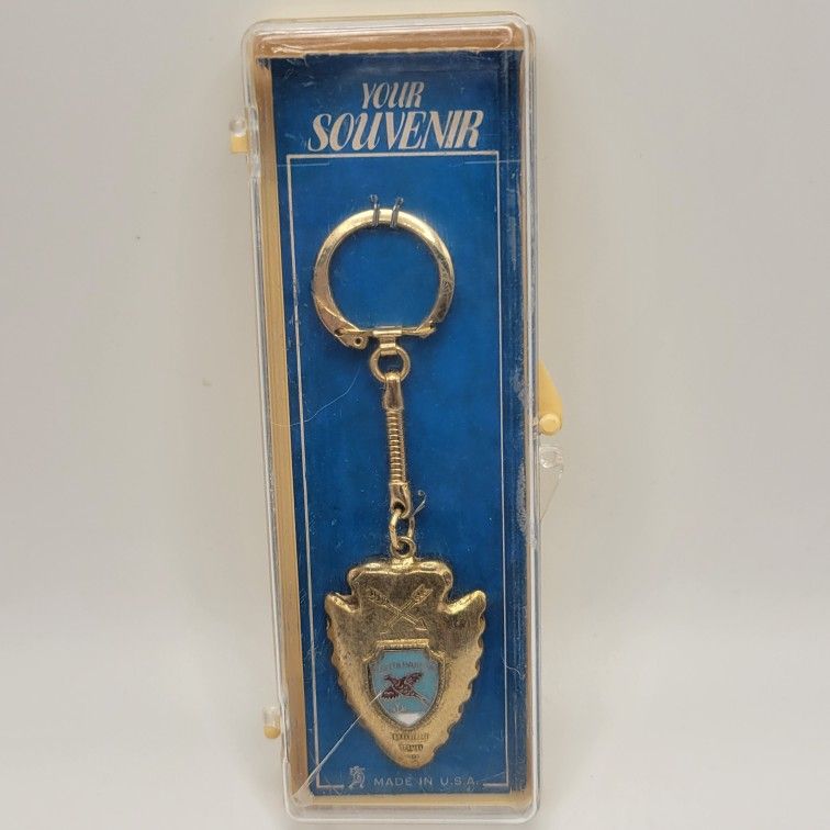 Vintage South Dakota Arrowhead Shape Souvenir Keychain Original Packaging 1980s