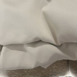 2 Pairs Of Extra Long Silk Curtains. 1 Navy, 1 Beige