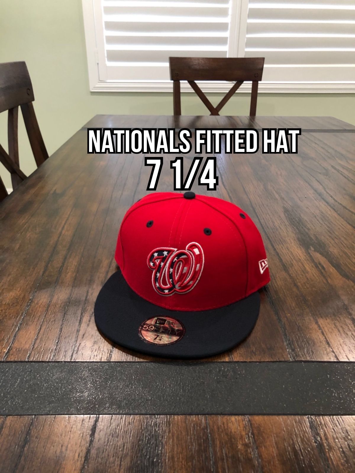 MLB New Era Washington Nationals Red Blue Brim 59fifty Fitted Hat Size 7 1/4