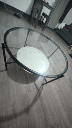 Glass and marble coffee table