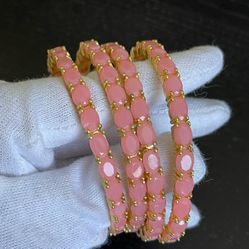 14k Gold Plated Bangles Pink Diameter 5.7 Cm