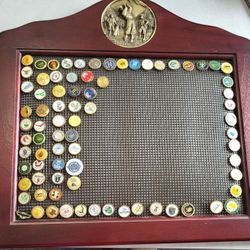 Golf pin display frame with a multiple pins.
