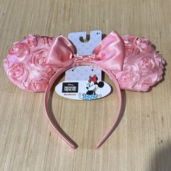 Disney Minnie Mouse Ears Peachy Pink Flowers w/Bow Headband Brand New Read Info! 