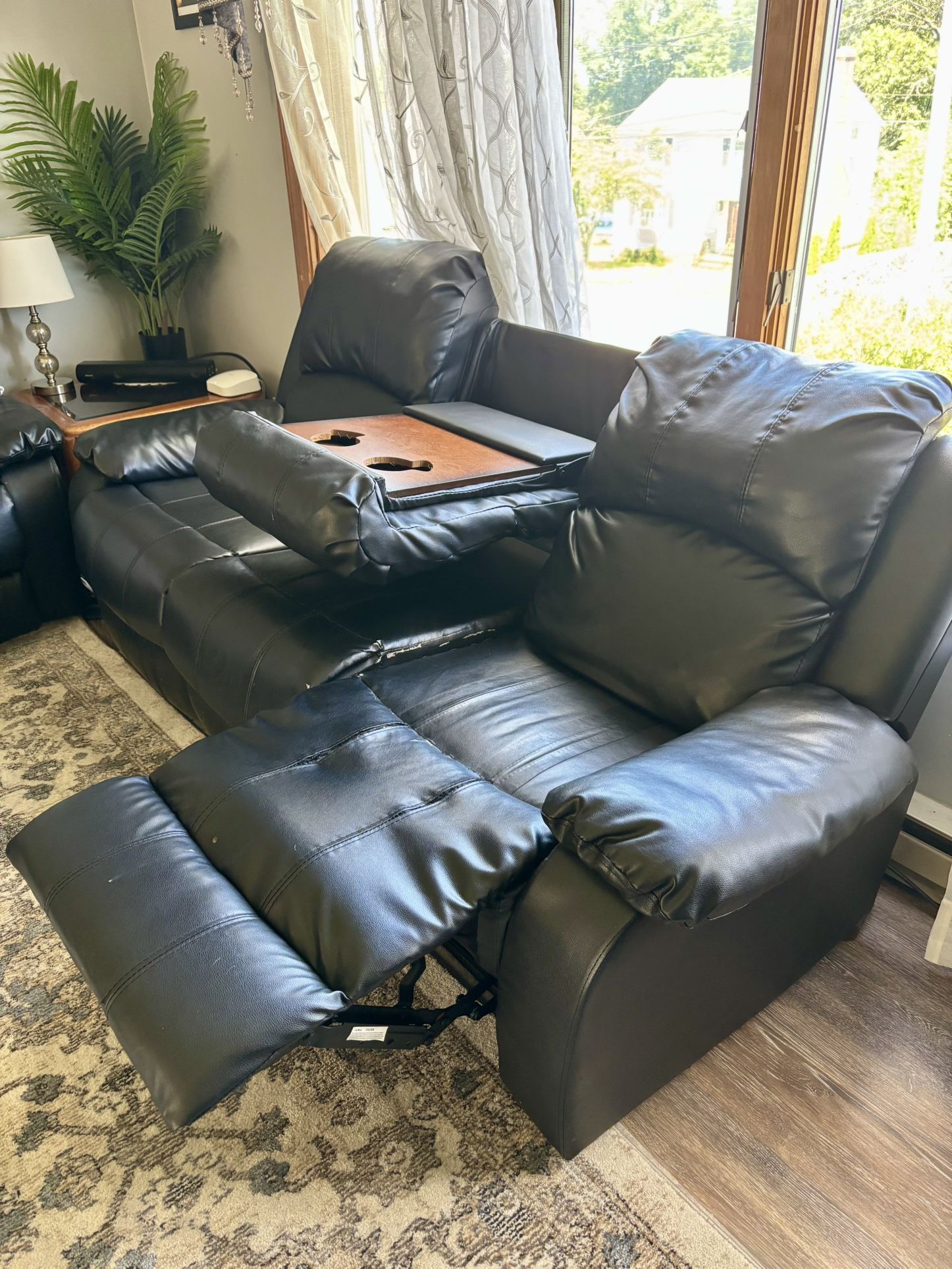 Leather Reclining Sofa With Drop Down Table