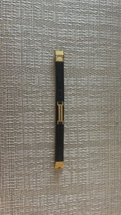 Black Leather Bracelet with Gold Hardware