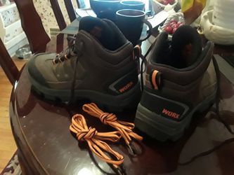 New work steel toe slip proof work boots. WORK is the brand name.