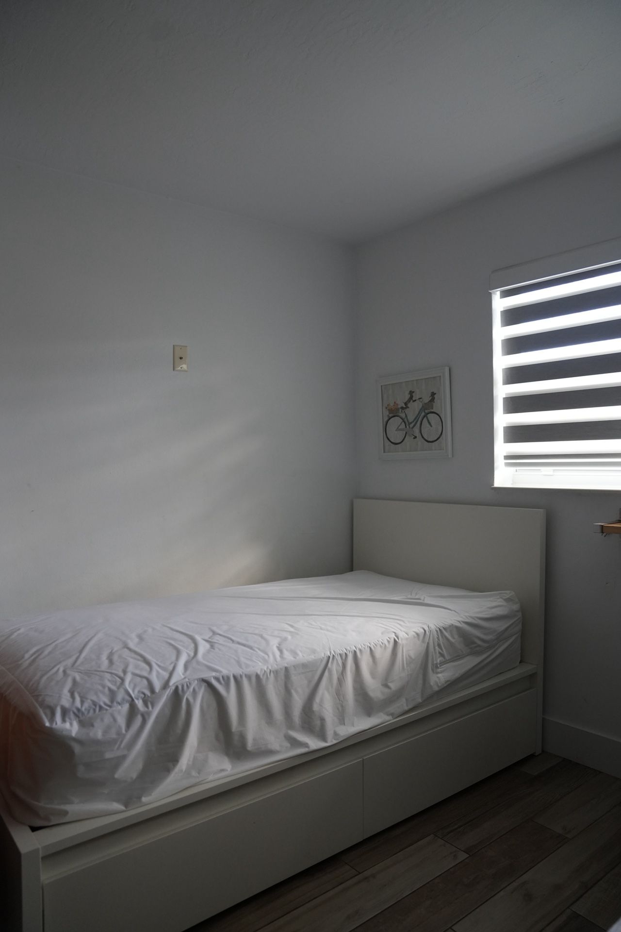 Twin bed frame with storage + clean twin mattress