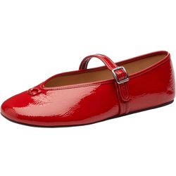 Women's Sculpted C Crinkle Patent Leather Soft Mary Jane Flats