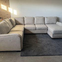 Beige Modern Sectional Sofa Couch Lounge Chaise Sala 