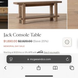 Jack Console Table From McGee & Co. 