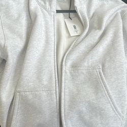 Aritizia Zip Up Hoodie Size M Heather Cloud White