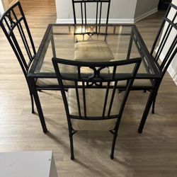 Square Glass Dining Table 