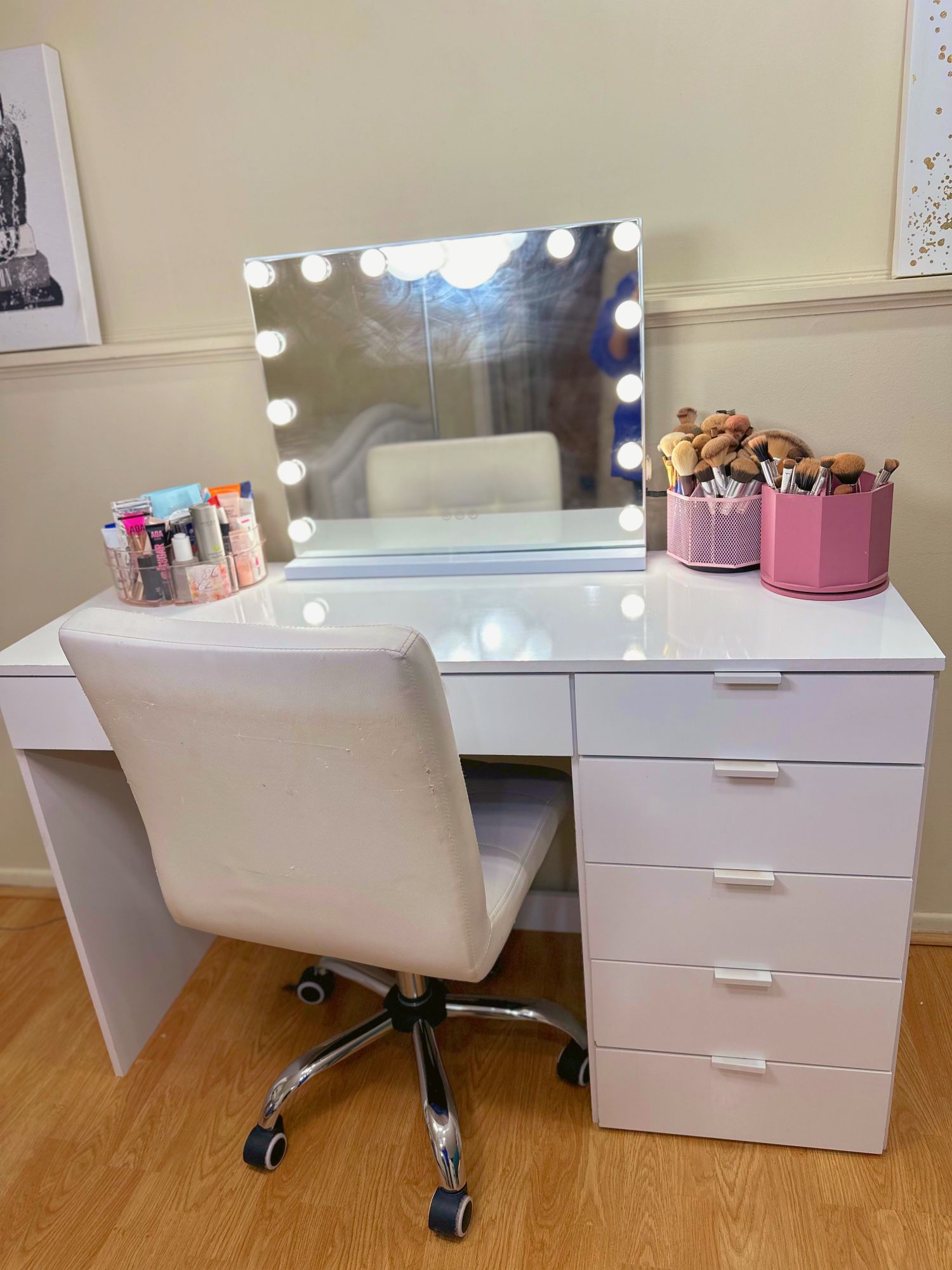 White Makeup Vanity Desk + Free Chair!