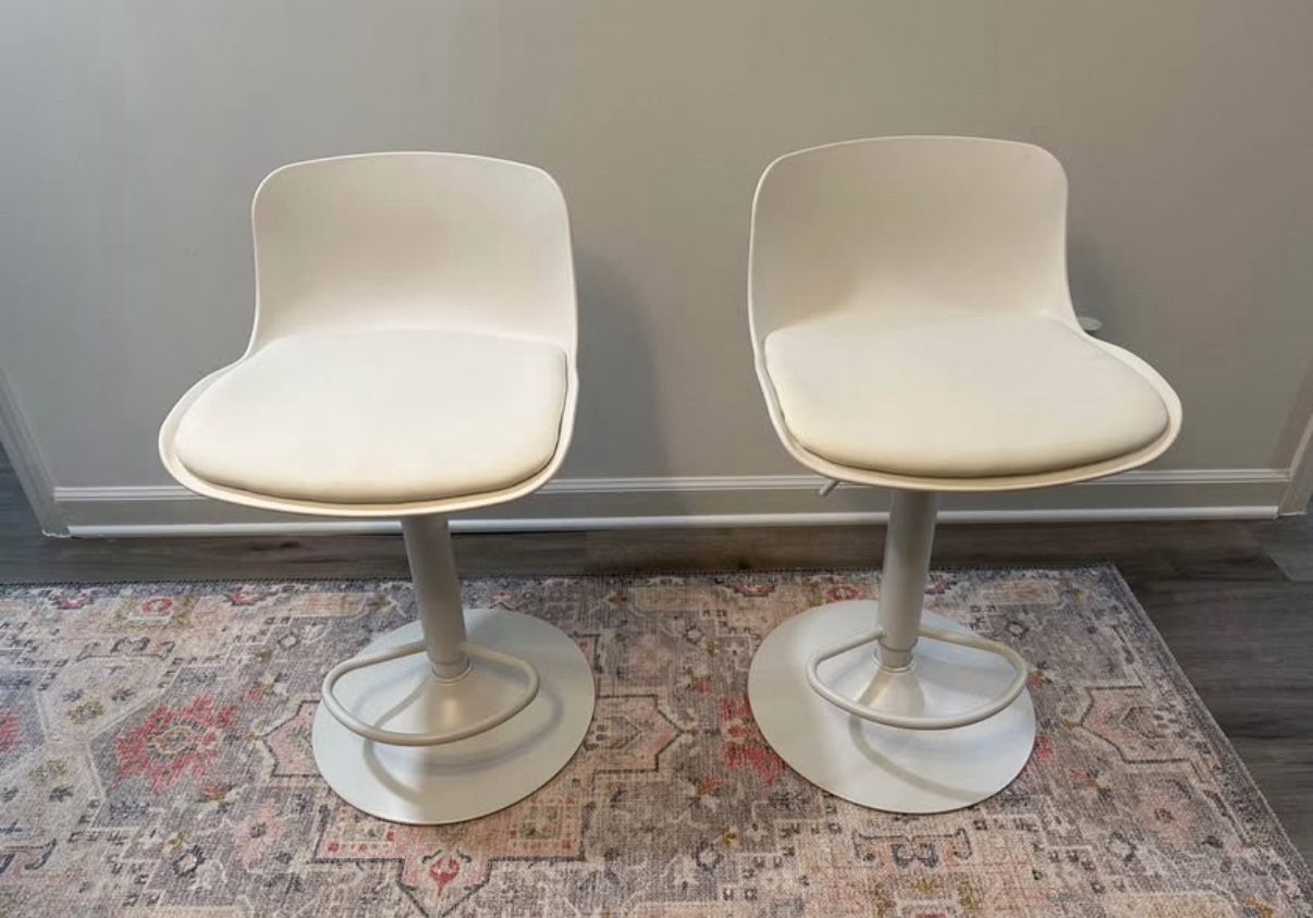 YOUTASTE White Bar Stools Set of 2 Adjustable Counter Height Bar Stools