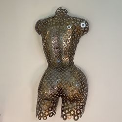 Unique Handmade Metal Art Sculpture – Nude Female Form (Backside) – 30”