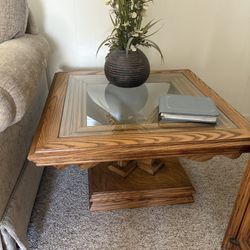 Wood And Glass Side Table